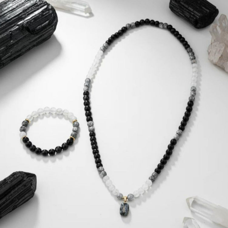 Collar de cuentas de piedra natural hecho a mano para hombre / Handmade Natural Stone Bead Necklace for Men