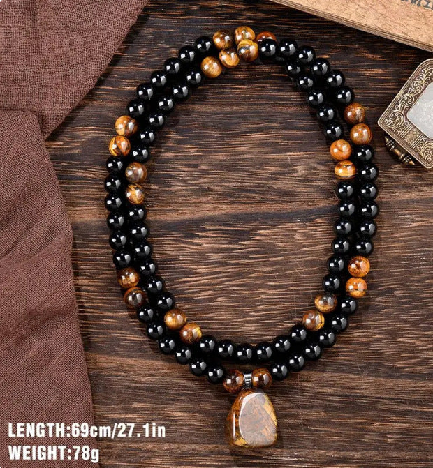 Collar de cuentas de piedra natural hecho a mano para hombre / Handmade Natural Stone Bead Necklace for Men