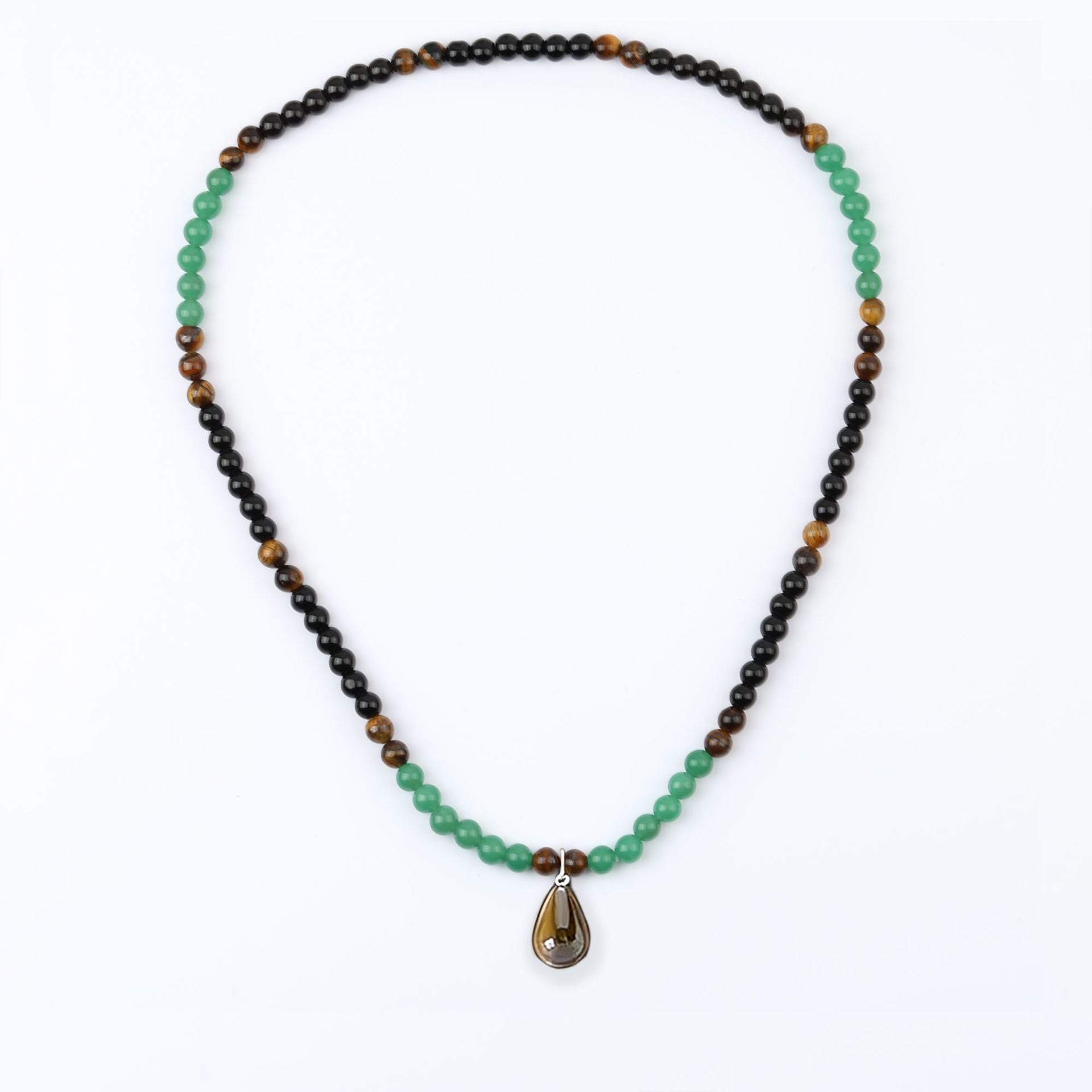 Collar de cuentas de piedra natural hecho a mano para hombre / Handmade Natural Stone Bead Necklace for Men