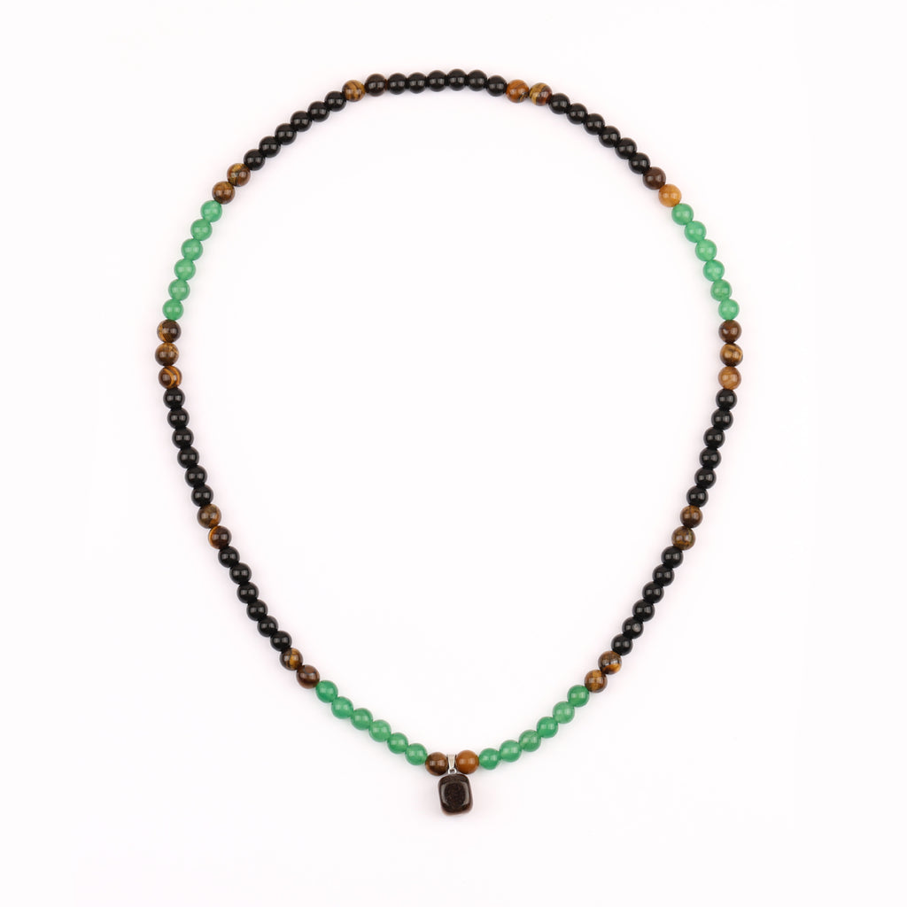 Collar de cuentas de piedra natural hecho a mano para hombre / Handmade Natural Stone Bead Necklace for Men