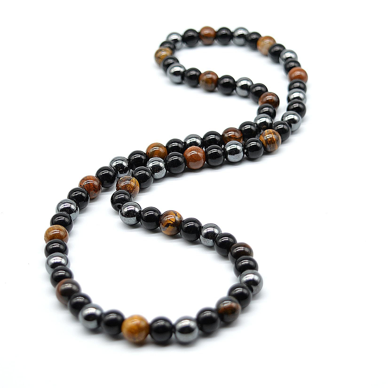Collar de cuentas de piedra natural hecho a mano para hombre / Handmade Natural Stone Bead Necklace for Men