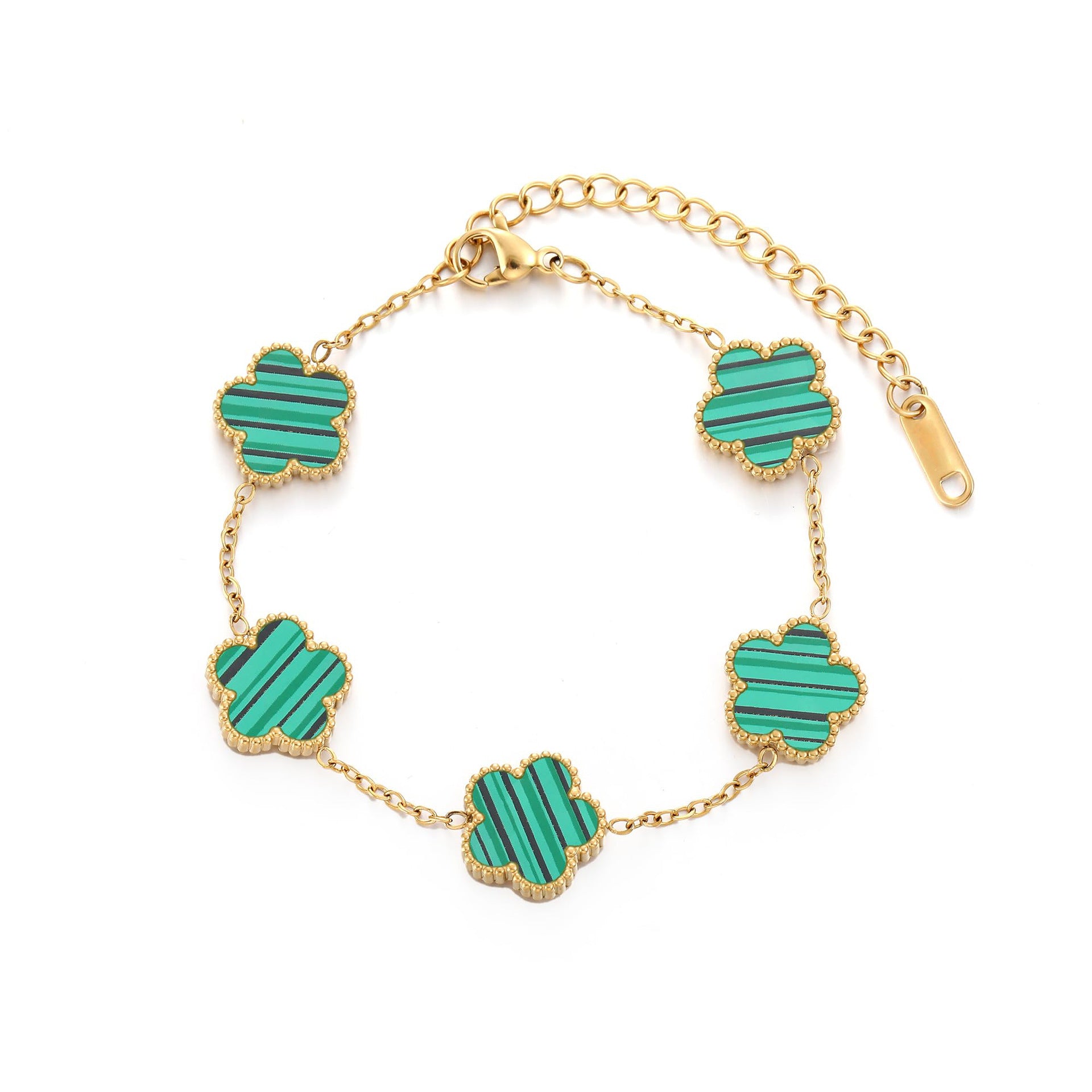 Pulsera con Dije de Trebol de Cinco Petalos / Clover Five-Petal Bracelet Jewelry